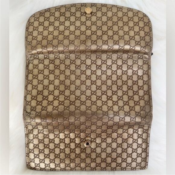 Gucci Metallic Leather Microguccisima Trifold Long Wallet - Picture 9 of 10